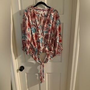 Floral Tie-Front Blouse